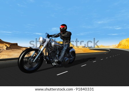 Biker on the road against the sky