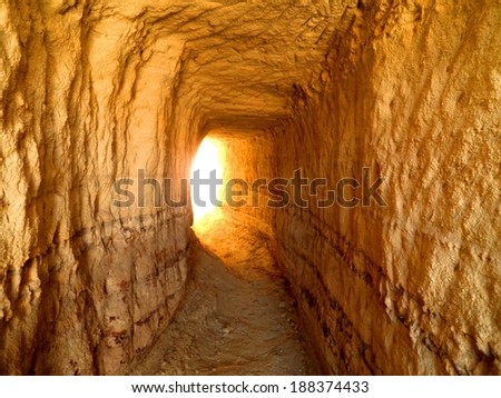 Conceptual light in the end of the tunnel, Cappadocia.