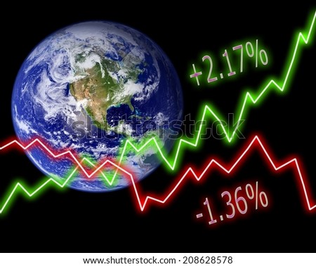 Earth space stock market chart numbers graph background. Elements of this image furnished by NASA.