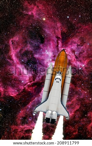 Space shuttle rocket stars galaxy spaceship background. Elements of this image furnished by NASA.