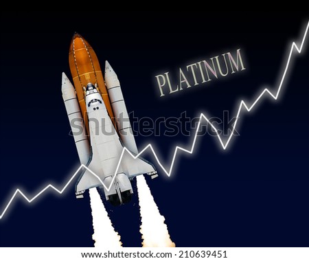 Platinum rising chart stock market commodity graph. Elements of this image furnished by NASA.