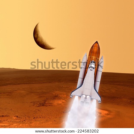 Space shuttle rocket planet spaceship Mars. Elements of this image furnished by NASA.