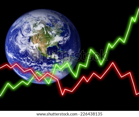 Earth space stock market chart business background. Elements of this image furnished by NASA.