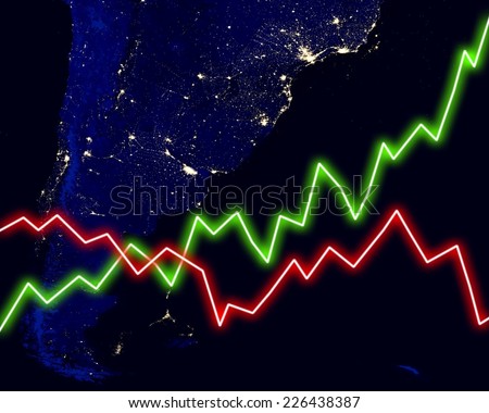 Argentina map stock market chart business background. Elements of this image furnished by NASA.