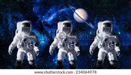 Astronauts spaceman Saturn space stars. Elements of this image furnished by NASA.