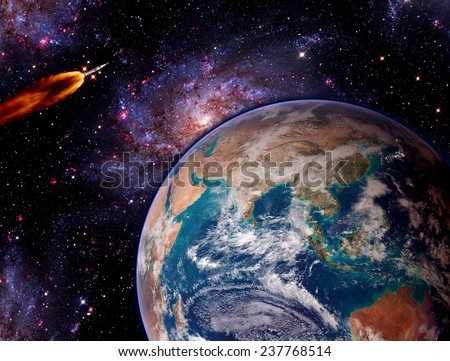 Space shuttle stars launch Earth spaceship galaxy. Elements of this image furnished by NASA.