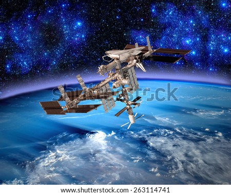 Earth satellite space station spaceship meteorology. Elements of this image furnished by NASA.