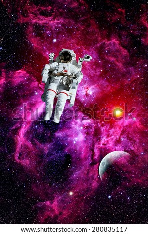Astronaut spaceman suit outer space moon sun universe. Elements of this image furnished by NASA.