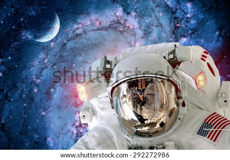 Astronaut spaceman helmet light outer space universe selfie moon. Elements of this image furnished by NASA.
