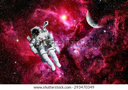 Astronaut spaceman cosmonaut outer space moon sun universe. Elements of this image furnished by NASA.