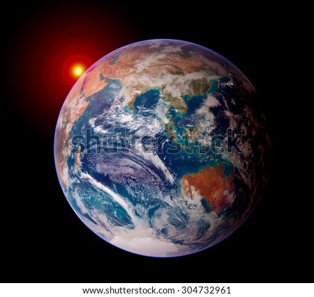 Earth sunrise isolated solar system planet astrology astronomy space. Elements of this image furnished by NASA.