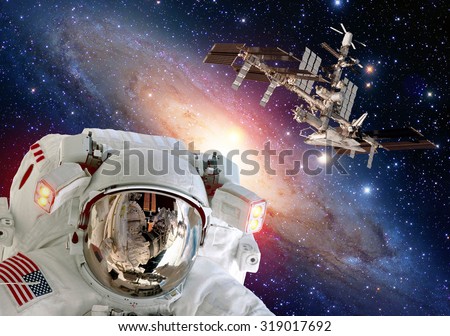 Astronaut spaceman helmet sci fi outer space shuttle station spaceship. Elements of this image furnished by NASA.