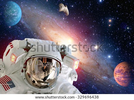 Astronaut spaceman helmet outer space suit solar system planet. Elements of this image furnished by NASA.