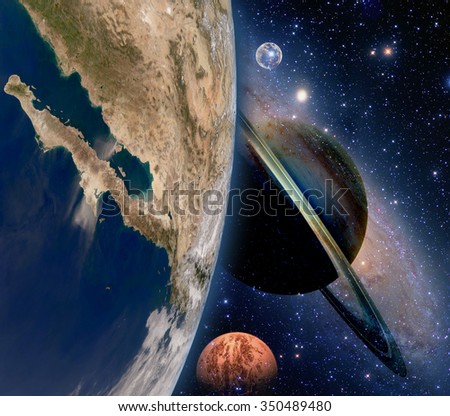 Astrology astronomy earth space solar system creation saturn planet mars moon. Elements of this image furnished by NASA.