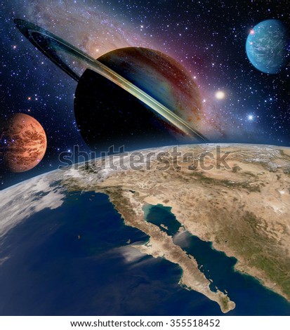 Astrology astronomy earth space solar system creation saturn planet milky way galaxy. Elements of this image furnished by NASA.