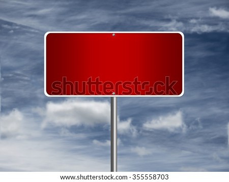 High resolution blank road sign empty highway street red signage.