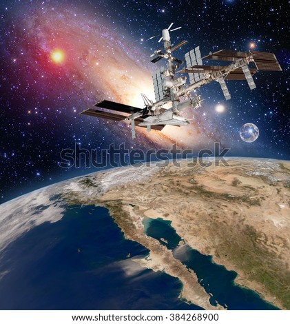 Earth satellite astronomy international space station iss meteorology milky way galaxy. Elements of this image furnished by NASA.