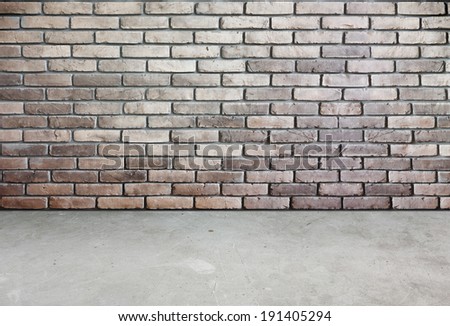 Room perspective,brick wall and cement ground