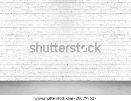 White brick wall and cement floor,background