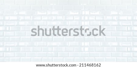 Long White ceramic brick tile wall,background