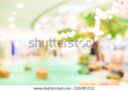 Blurred background : Festival area in shopping mall with bokeh