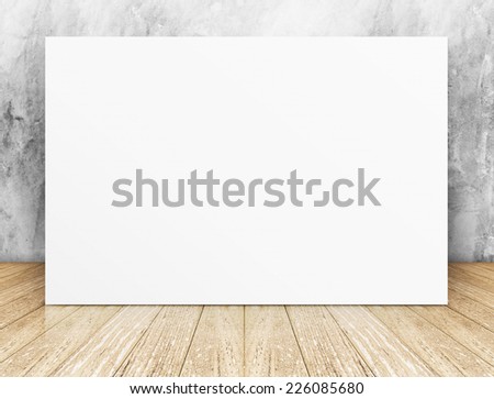 White Blank Long Poster in concrete wall and wooden floor room,Template Mock up for your content