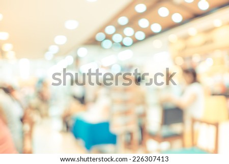 Blurred background : Groups of customer queuing in front of restaurant
