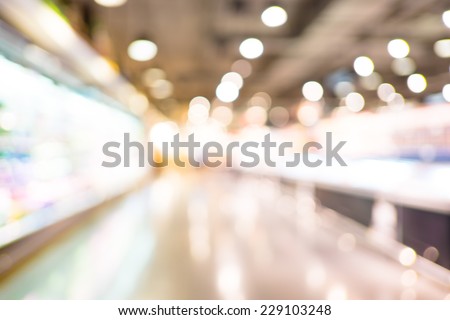 Blurred background : Supermarket store blur background with bokeh