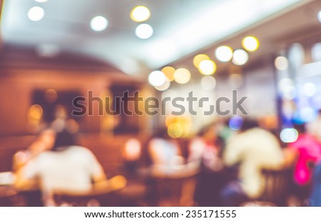 Blurred background : Customer at restaurant blur background with bokeh