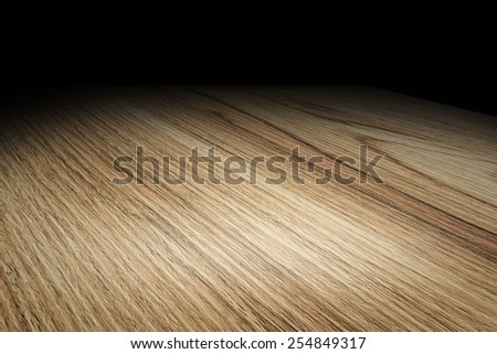 Perspective plain wooden floor fade to black background, Template Mock up for display of product