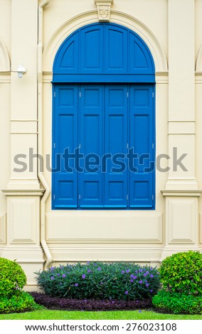 Blue door with roman style at Grand Palace Thailand