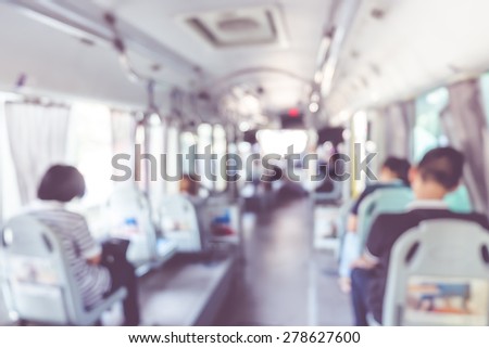 blur background : people in public transportation bus,abstract background.