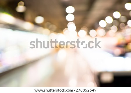 Supermarket store blur background with bokeh,defocused light in store.