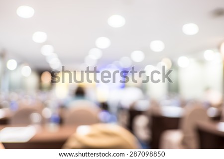 blur background, seminar event room with bokeh light background,Business concept