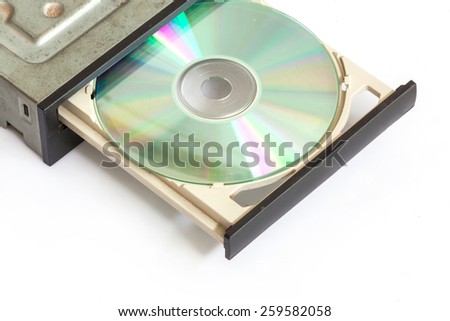 Portable Cd / Dvd external drive on white background