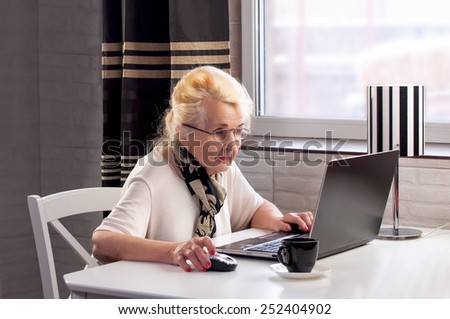 elderly lady working on the computer