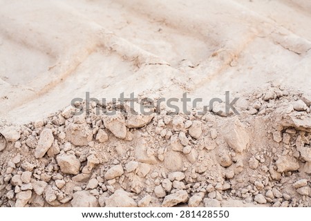 Wheel track on sand ground