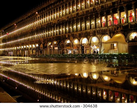 Sam Marco Square in a rainy night, Venice, Italy