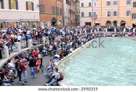 Rome, tourists at the Trevi Fountain