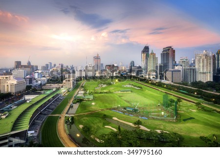 City View Twilight of  Ratchadamri Road Views over the Royal Bangkok Sports Club from Ratchadamri Road