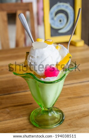 coconut ice cream with topping