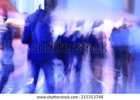 people walking in modern office, abstract blurred motion