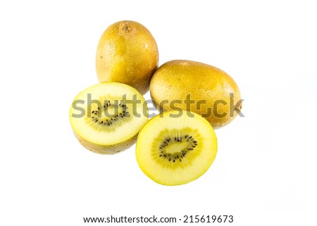 yellow gold kiwi fruit isolated on white background