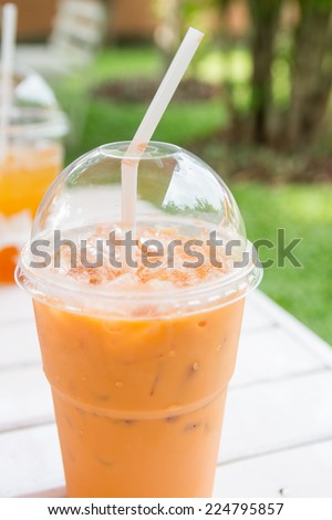milk tea in plastic cup