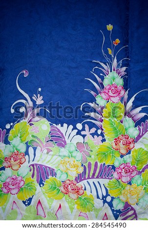 Rose Fabric background, Fragment of colorful batik textile pattern background