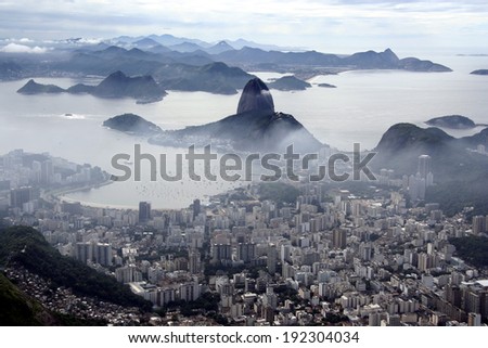 A panoramic view on Rio de Janeiro and the Sugar Loaf mountain, Brazil.