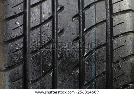 Car tire surface texture with water drop represent the car equipment