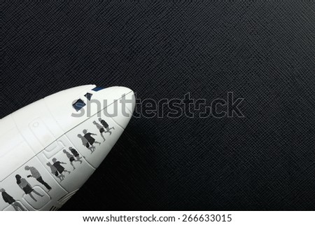 Plastic model toy airplane head part represent the air transportation concept related idea.