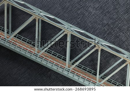The miniature plastic model of railway bridge represent the railway construction object concept related idea.