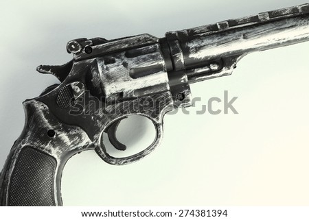 The artificial vintage plastic toy gun represent weapon concept related idea